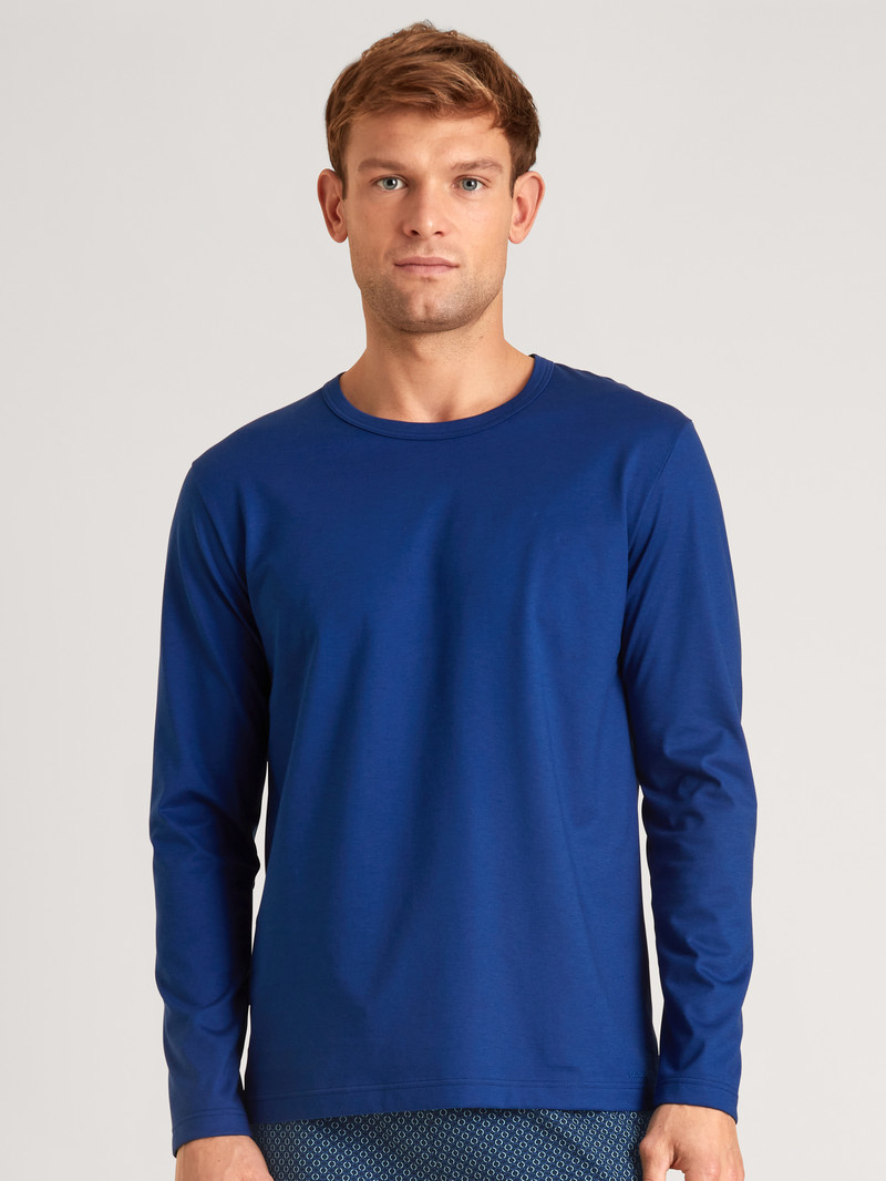 Pigiami Uomo Calida Rmx Sleep Holiday Shirt Long Sleeve Blu | 3681-WGNXZ