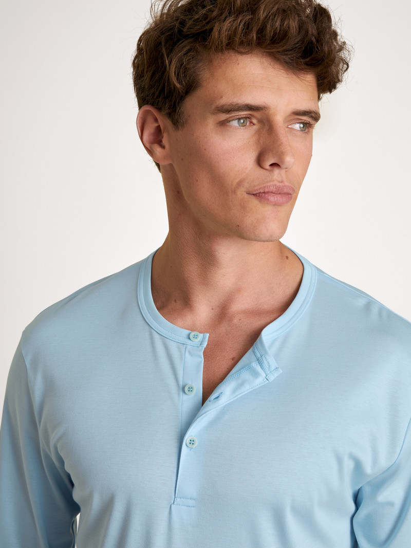 Pigiami Uomo Calida Rmx Sleep Leisure Shirt Long Sleeve Blu | 0294-LIOKP