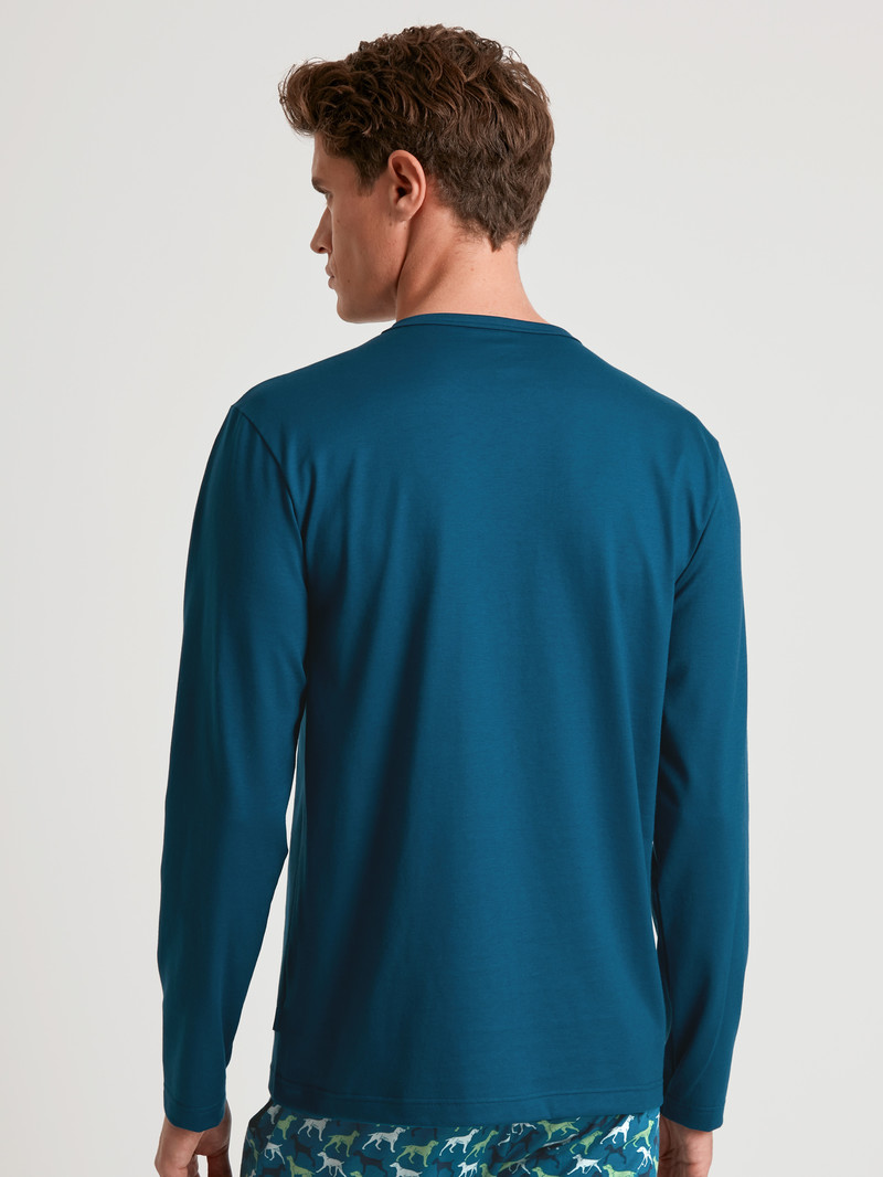 Pigiami Uomo Calida Rmx Sleep Weekend Shirt Long Sleeve Blu | 3612-JITEF