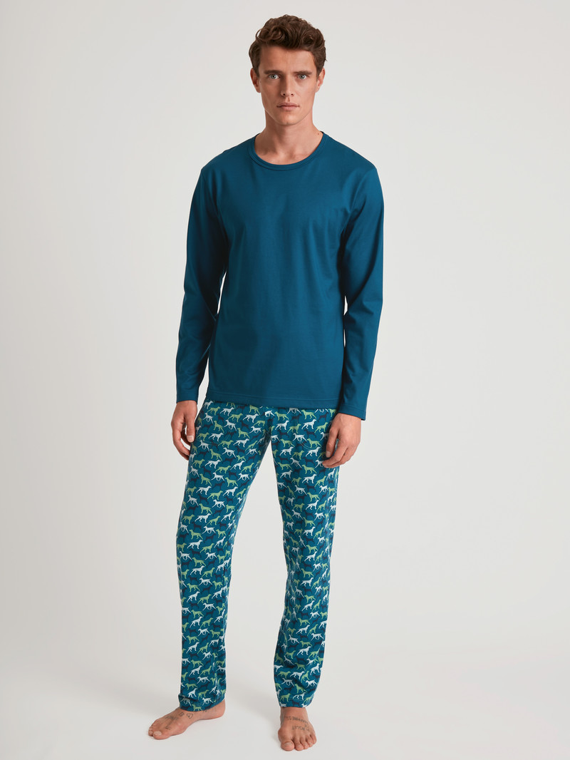 Pigiami Uomo Calida Rmx Sleep Weekend Shirt Long Sleeve Blu | 3612-JITEF