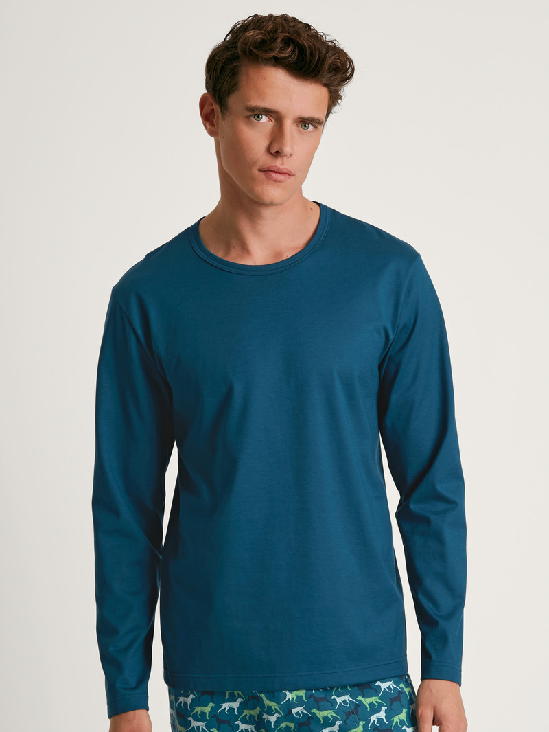 Pigiami Uomo Calida Rmx Sleep Weekend Shirt Long Sleeve Blu | 3612-JITEF