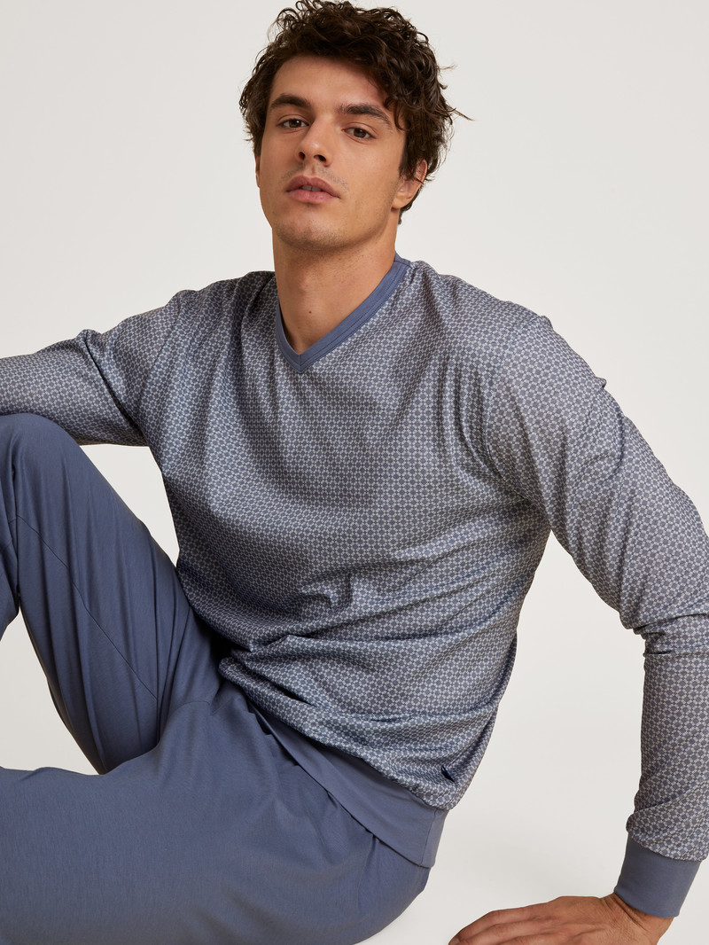 Pigiami Uomo Calida Special Pyjama With Cuff Indaco | 0297-WCKIO