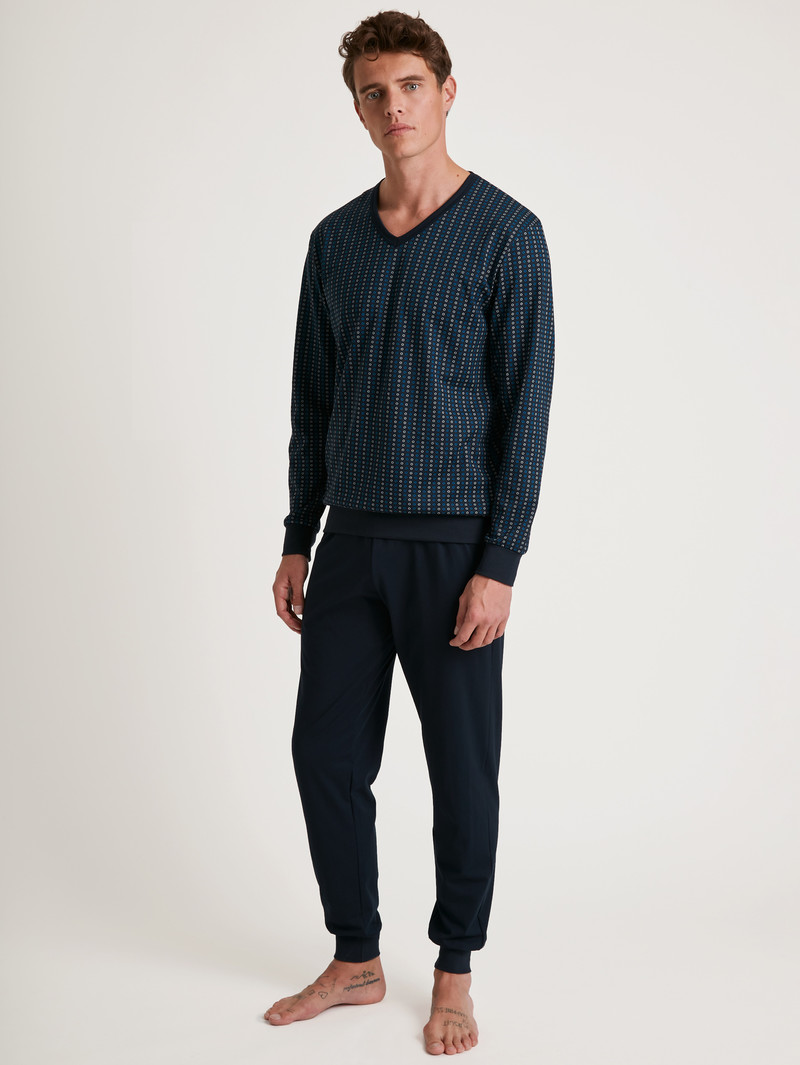 Pigiami Uomo Calida Special Pyjama With Cuff Blu | 5704-VAZKW