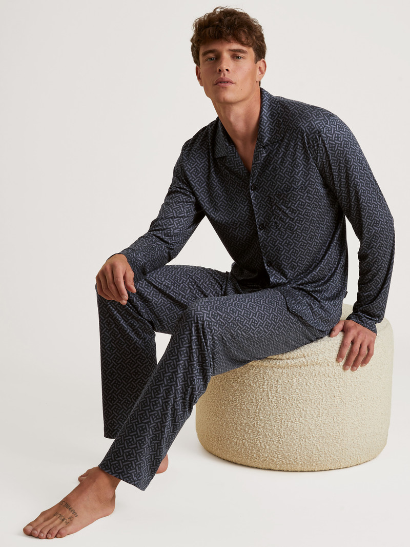 Pigiami Uomo Calida Special Pyjamas Made Of Tencel™, Modal And Silk Schwarz | 7451-EVDFN