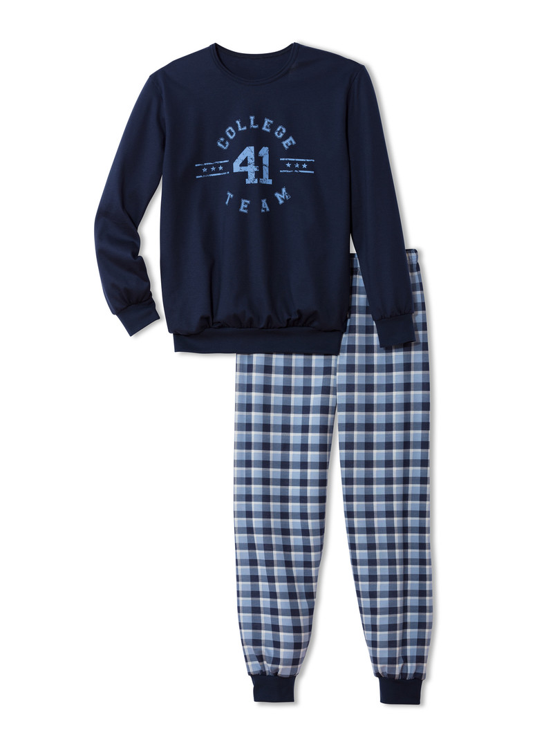 Pyjama Bambino Calida Boys Nights Pyjama With Cuff Blu | 6732-NJLSH