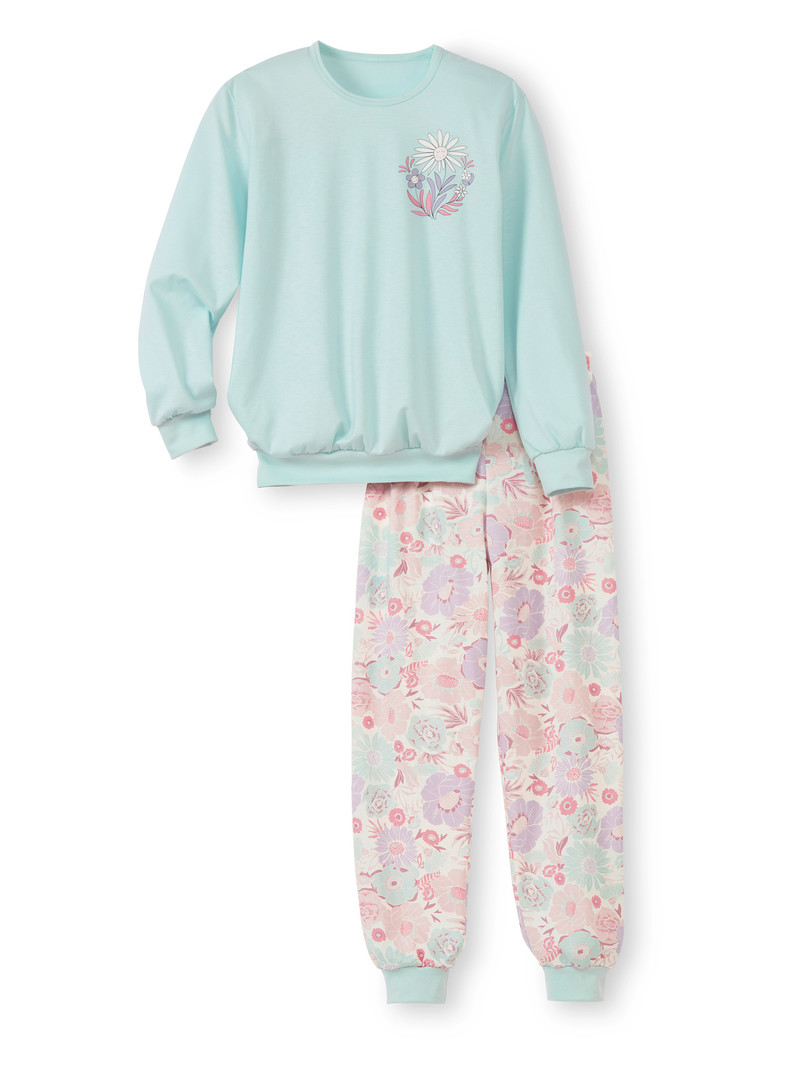 Pyjama Bambino Calida Kids Flowers Pyjama With Cuff Blu | 1240-DXLFZ