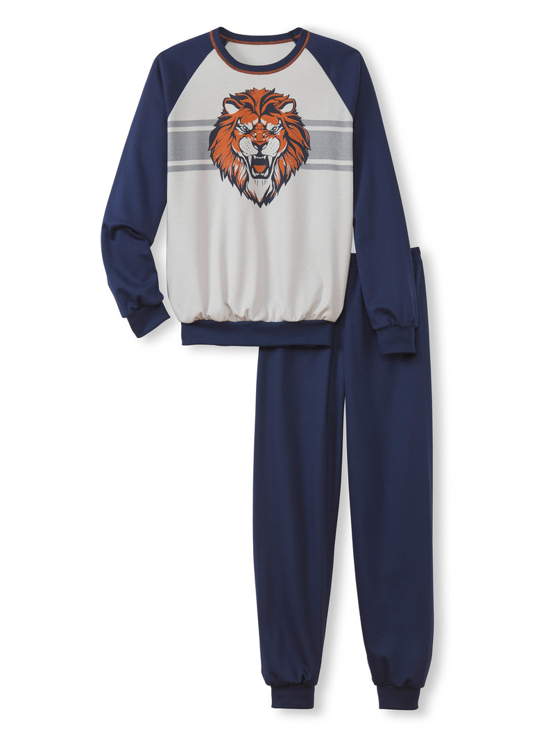 Pyjama Bambino Calida Kids Lion Pyjama With Cuff Blu | 2908-ODJTG