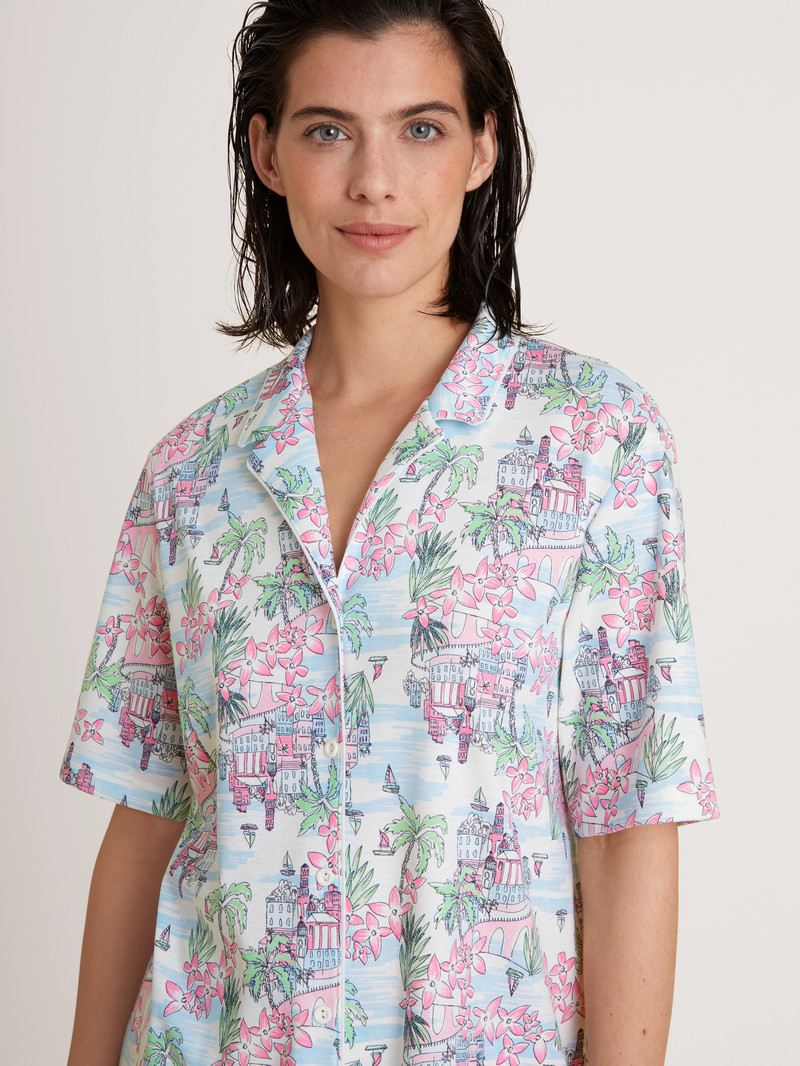 Summer Oufits Donna Calida Amalfi Journey Shirt Short Sleeve, Buttoned Through Bianche | 1862-XAMCP