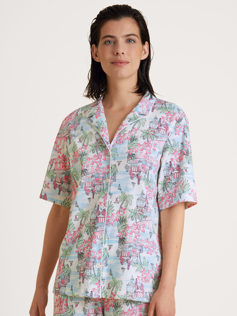 Summer Oufits Donna Calida Amalfi Journey Shirt Short Sleeve, Buttoned Through Bianche | 1862-XAMCP