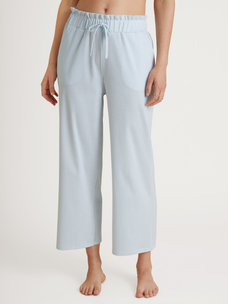 Summer Oufits Donna Calida Amalfi Journey 7/8 Pants With Paperbag Waistband Blu | 0762-GOZXK