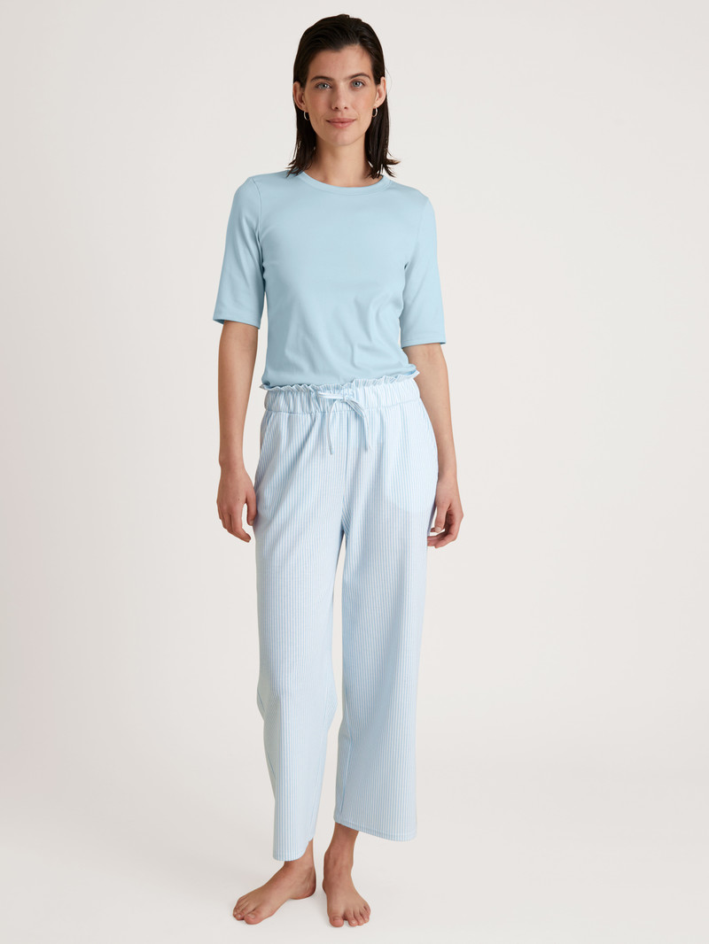 Summer Oufits Donna Calida Amalfi Journey 7/8 Pants With Paperbag Waistband Blu | 0762-GOZXK