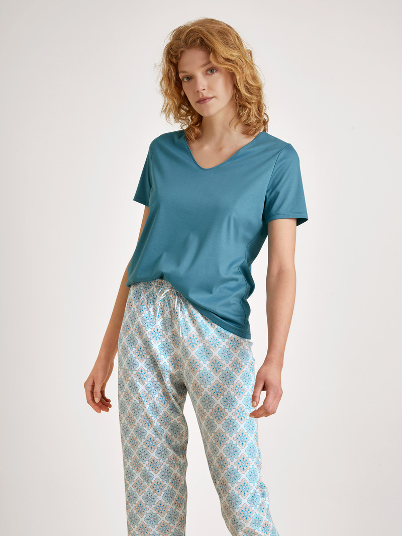 Summer Oufits Donna Calida Favourites Balance V-shirt Blu | 6938-WQGXT