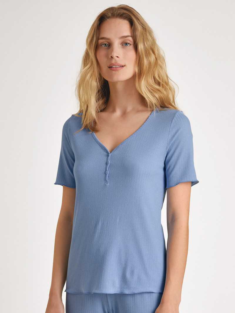 Summer Oufits Donna Calida Favourites Harmony Shirt Short Sleeve Blu | 4106-LQIYX