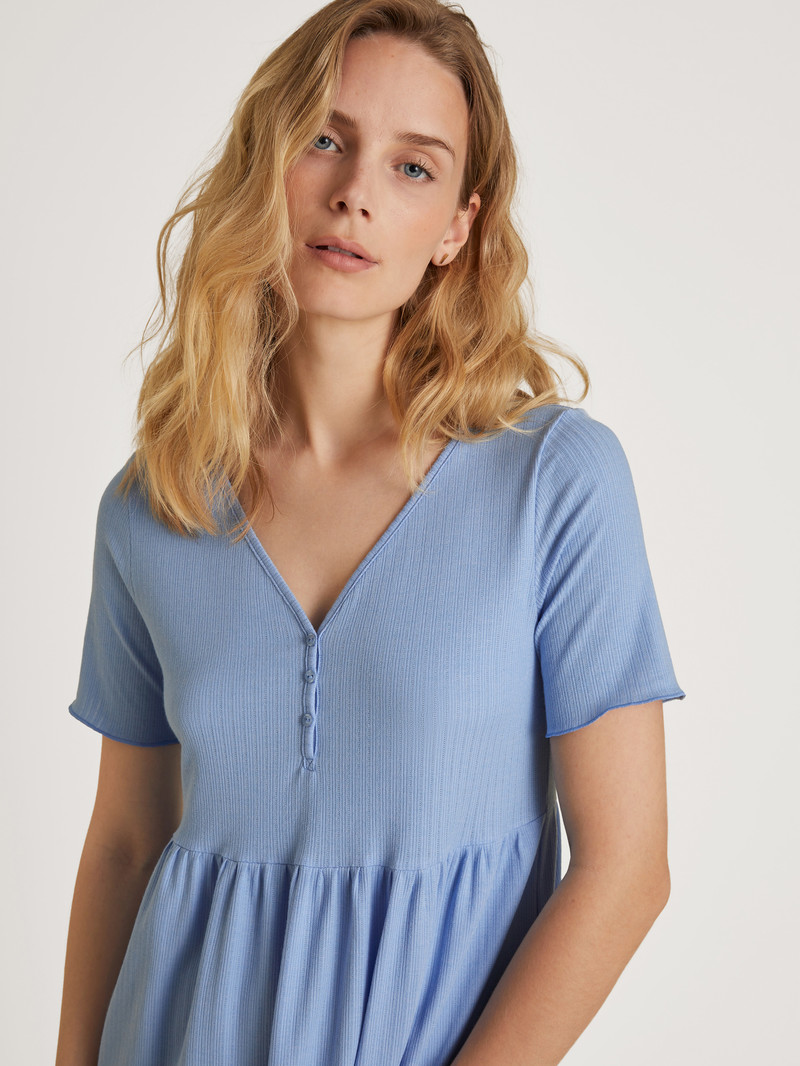 Summer Oufits Donna Calida Favourites Harmony Sleepshirt, Length 95cm Blu | 3605-NYFLT